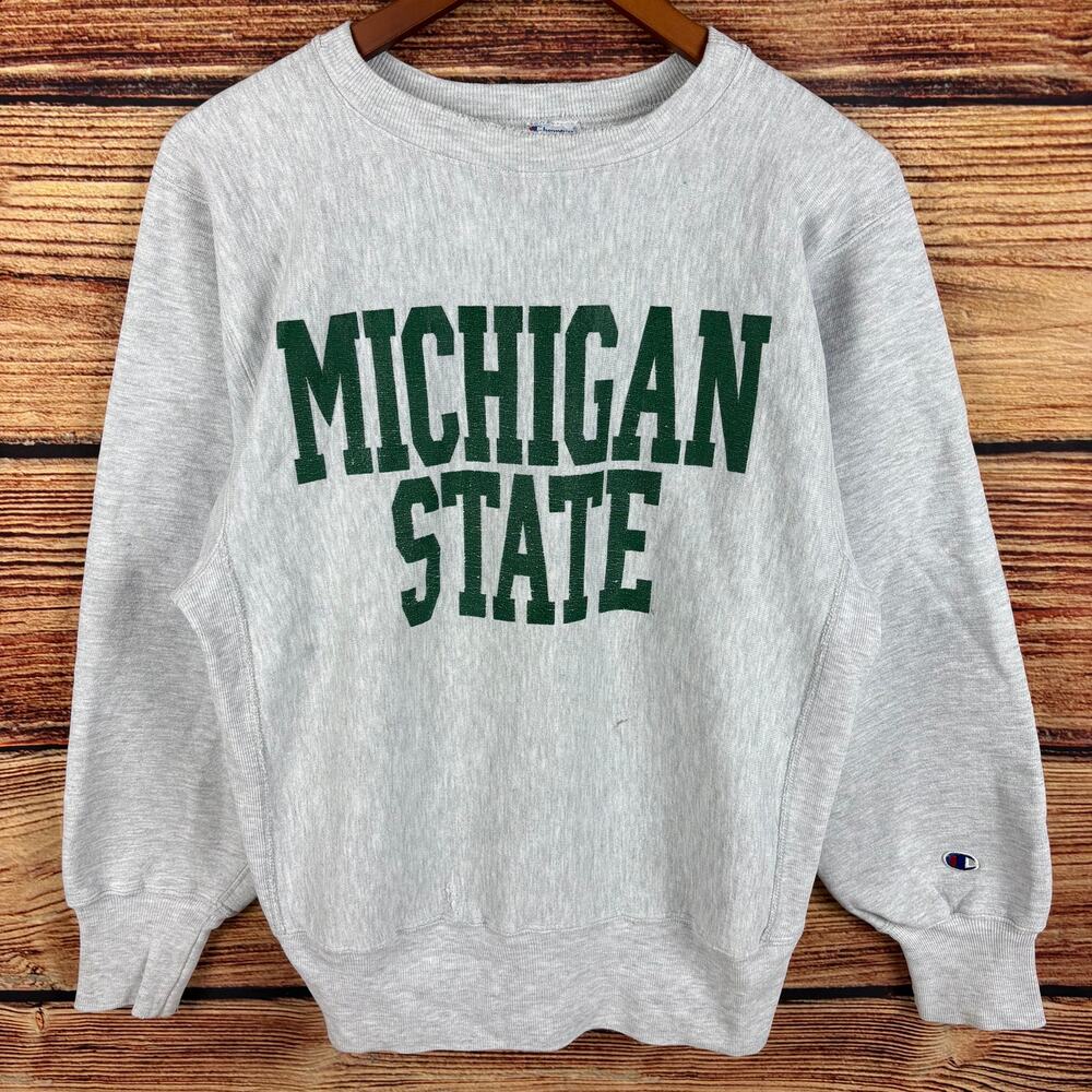 Vintage 1990s Champion Reverse Weave Michigan State Crewneck - Picture 1 of 9
